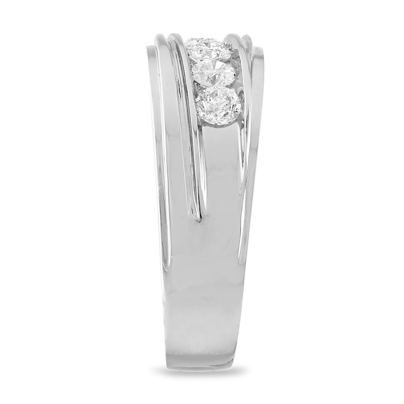 Main Image 2 of Now + Forever Men's Diamond Wedding Band 1 ct tw Round-cut 10K White Gold
