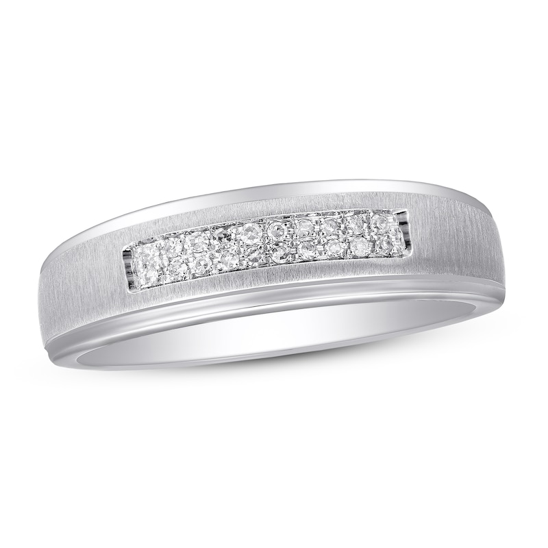 Main Image 1 of Now + Forever Men's Diamond Wedding Band 1/10 ct tw Round-cut 10K White Gold