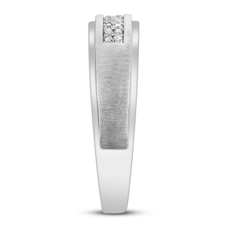 Main Image 2 of Now + Forever Men's Diamond Wedding Band 1/10 ct tw Round-cut 10K White Gold