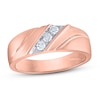 Thumbnail Image 0 of Men's Three-Stone Diamond Wedding Band 1/5 ct tw Round-cut 10K Rose Gold