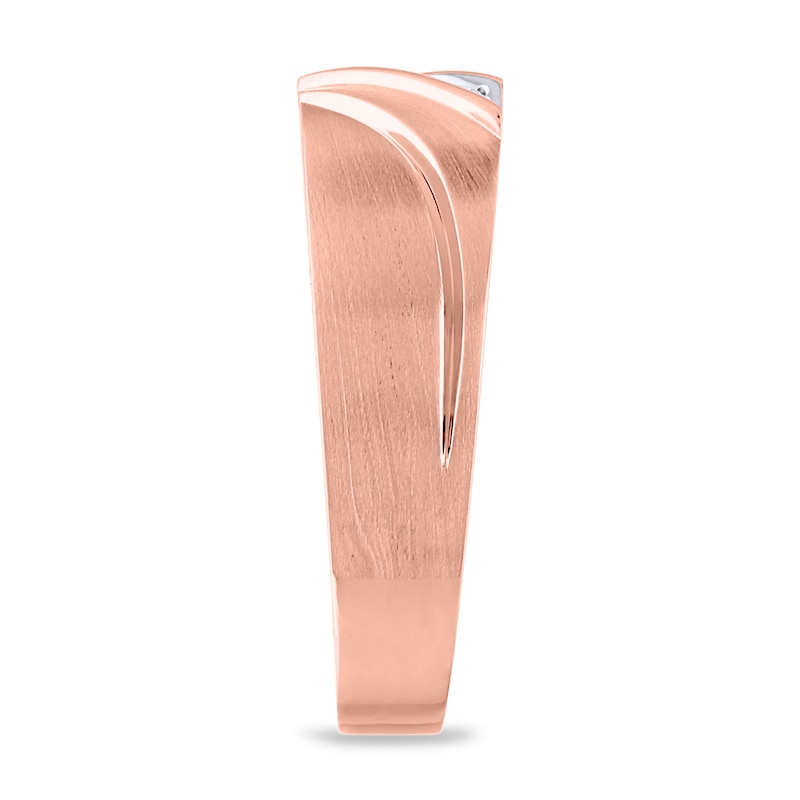 Main Image 2 of Now + Forever Men's Three-Stone Diamond Wedding Band 1/5 ct tw Round-cut 10K Rose Gold