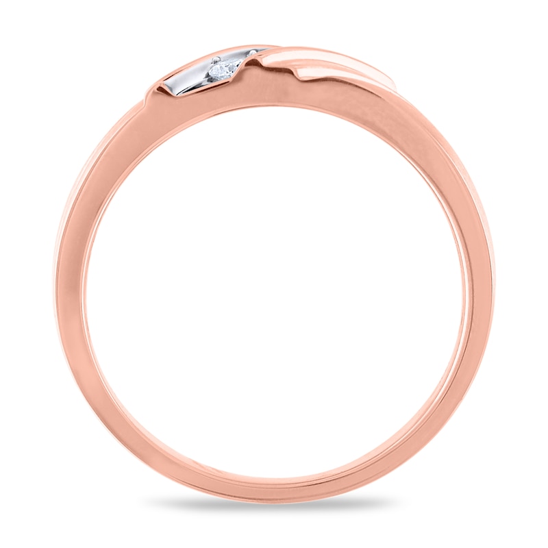 Main Image 3 of Now + Forever Men's Three-Stone Diamond Wedding Band 1/5 ct tw Round-cut 10K Rose Gold