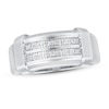 Thumbnail Image 0 of Men's Diamond Wedding Band 1/15 ct tw Round-cut 10K White Gold