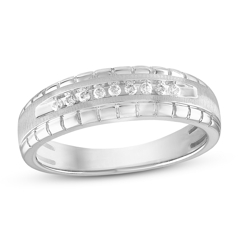 Main Image 1 of Now + Forever Men's Diamond Wedding Band 1/10 ct tw 10K White Gold
