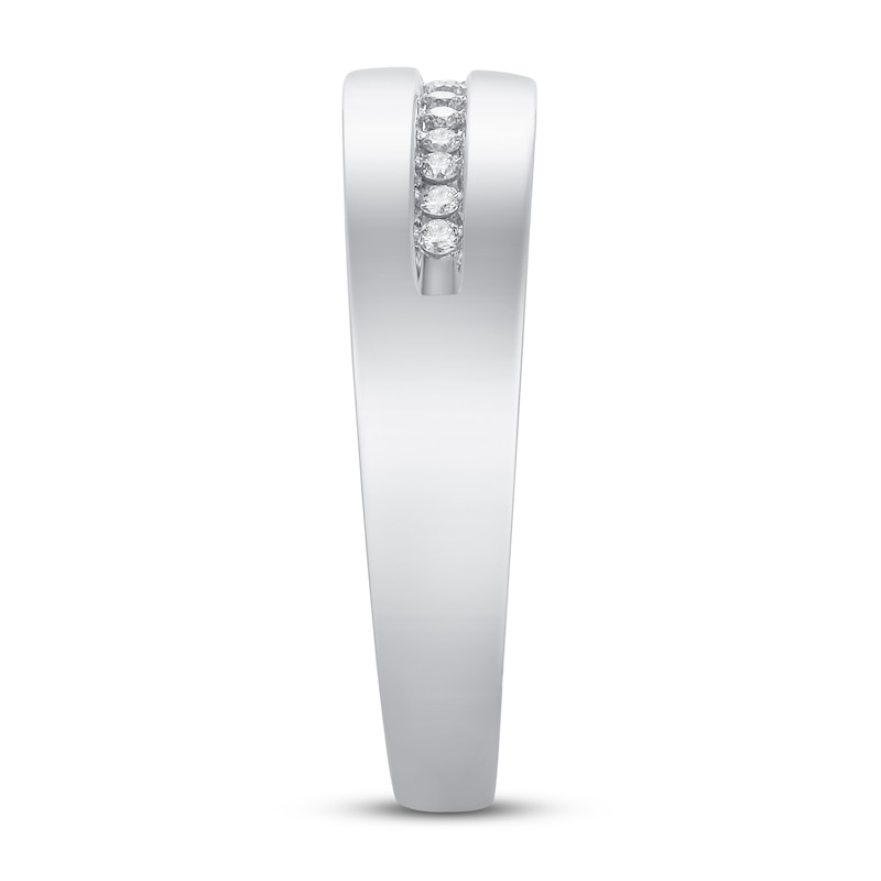 Main Image 2 of Now + Forever Men's Diamond Wedding Band 1/10 ct tw Round-cut 10K White Gold