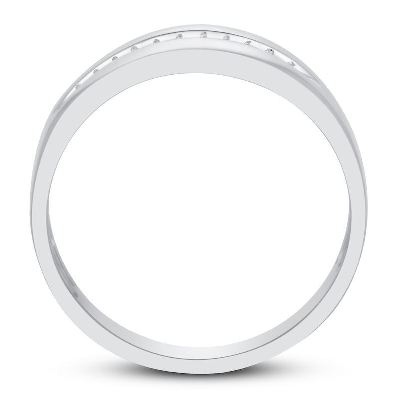 Main Image 3 of Now + Forever Men's Diamond Wedding Band 1/10 ct tw Round-cut 10K White Gold