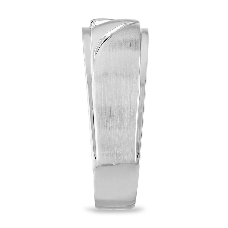 Main Image 2 of Now + Forever Men's Three-Stone Diamond Wedding Band 1/5 ct tw Round-cut 10K White Gold