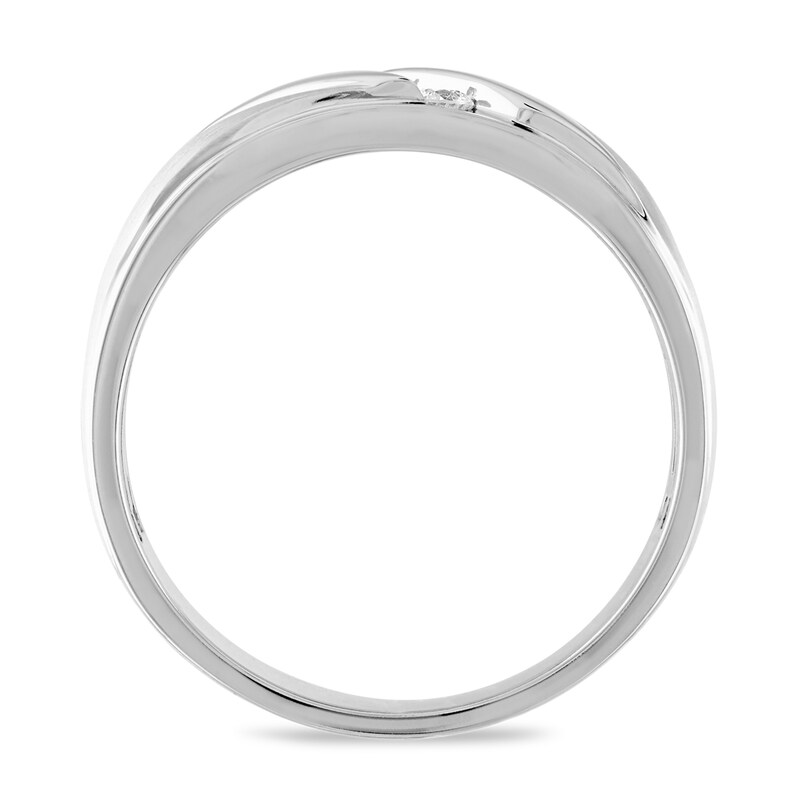 Main Image 3 of Now + Forever Men's Three-Stone Diamond Wedding Band 1/5 ct tw Round-cut 10K White Gold