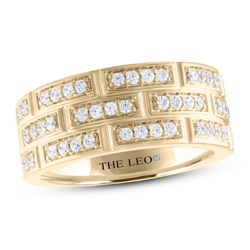 Men's THE LEO Diamond Wedding Band 3/4 ct tw Round-cut 14K Yellow Gold ...