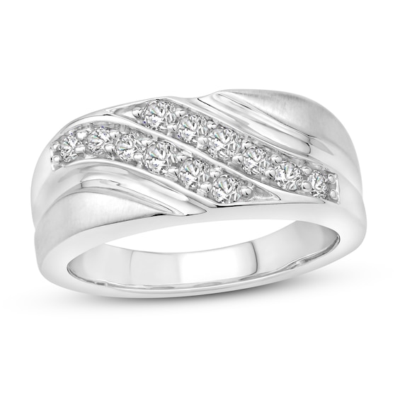 Now + Forever Men's Diamond Wedding Band 5/8 ct tw 10K White Gold
