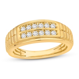Now + Forever Men's Diamond Wedding Band 1/2 ct tw 10K Yellow Gold