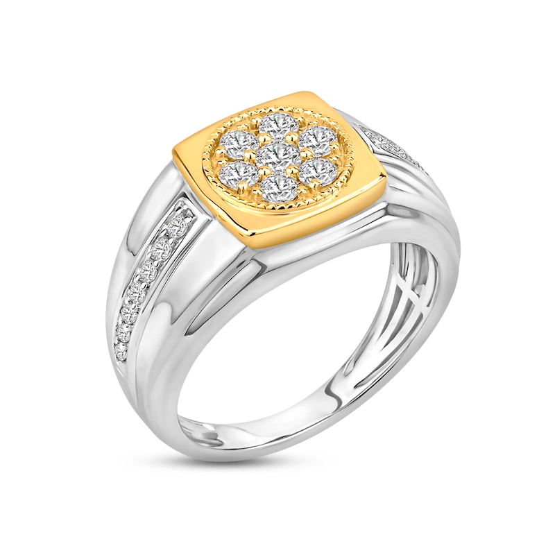 Men's Diamond Ring 3/4 ct tw Round-cut 10K Two-Tone Gold