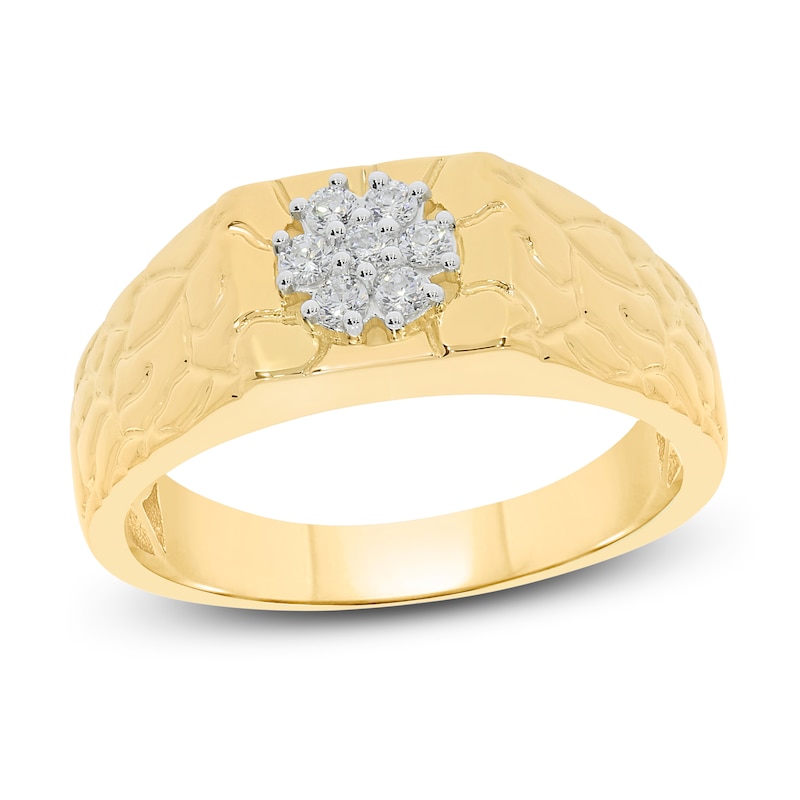 Main Image 1 of Men's Diamond Ring 1/4 ct tw Round-cut 10K Yellow Gold