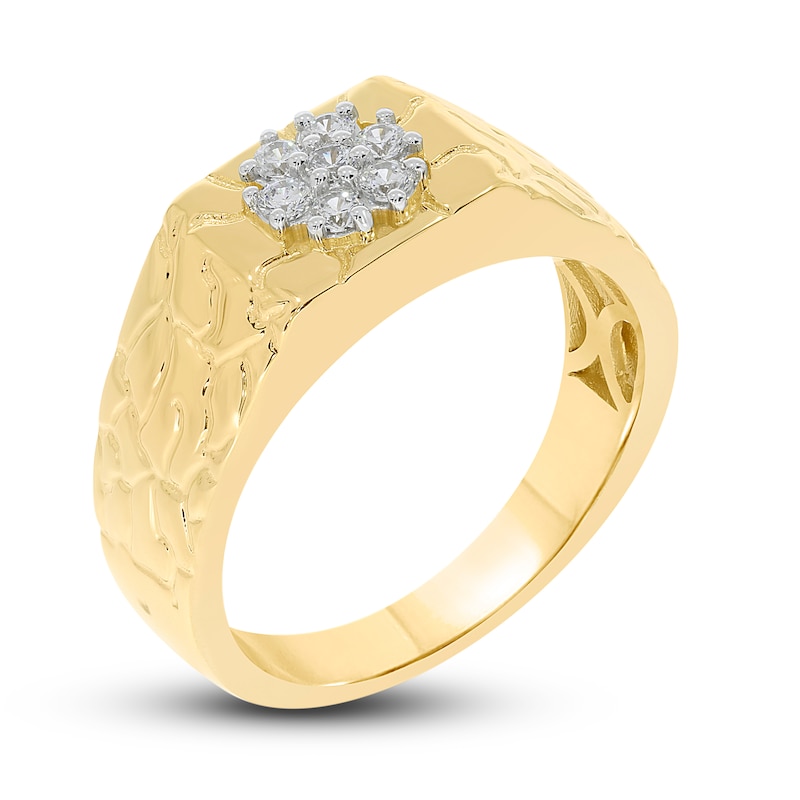 Main Image 2 of Men's Diamond Ring 1/4 ct tw Round-cut 10K Yellow Gold