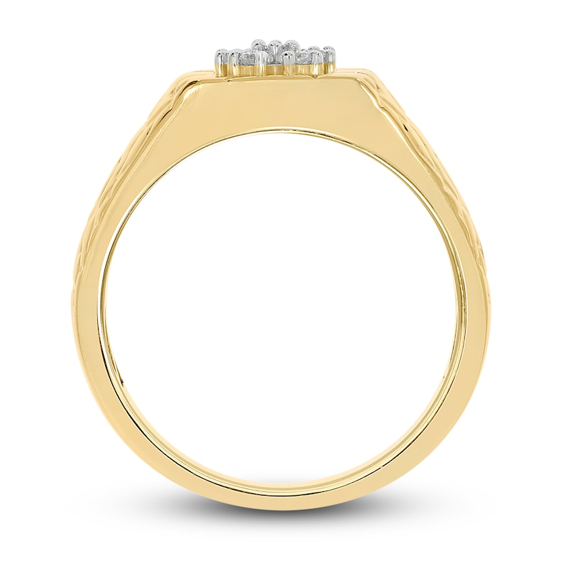 Main Image 3 of Men's Diamond Ring 1/4 ct tw Round-cut 10K Yellow Gold