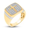 Men's Diamond Cross Ring 1 ct tw Round-cut 10K Yellow Gold
