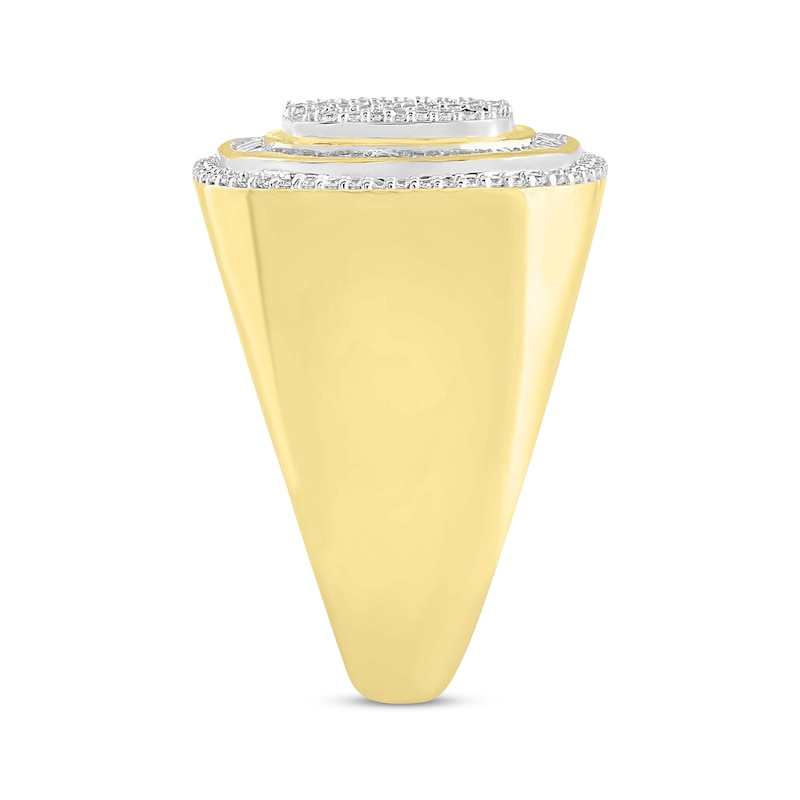 Main Image 2 of Men's Diamond Ring 1-1/4 ct tw Round & Baguette 10K Yellow Gold