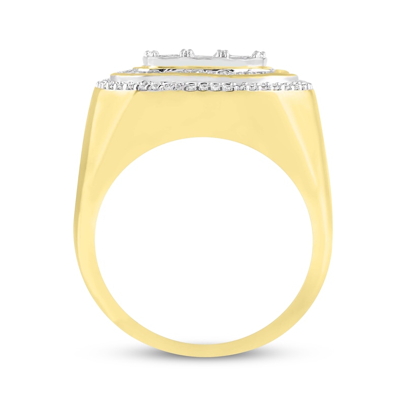 Main Image 3 of Men's Diamond Ring 1-1/4 ct tw Round & Baguette 10K Yellow Gold
