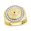 Thumbnail Image 0 of Men's Diamond & Lab-Created Ruby Lion Ring 1/4 ct tw Round-Cut 10K Yellow Gold