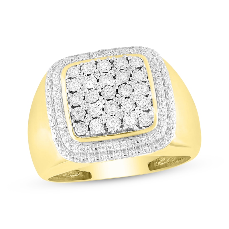 Main Image 1 of Men's Diamond Square Ring 1/2 ct tw 10K Yellow Gold
