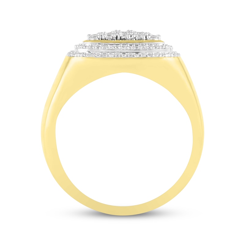 Main Image 3 of Men's Diamond Square Ring 1/2 ct tw 10K Yellow Gold
