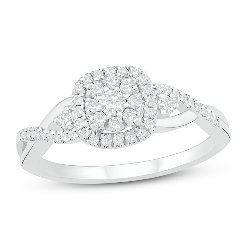 Main Image 1 of Diamond Fashion Ring 1/3 ct tw Round-cut 10K White Gold