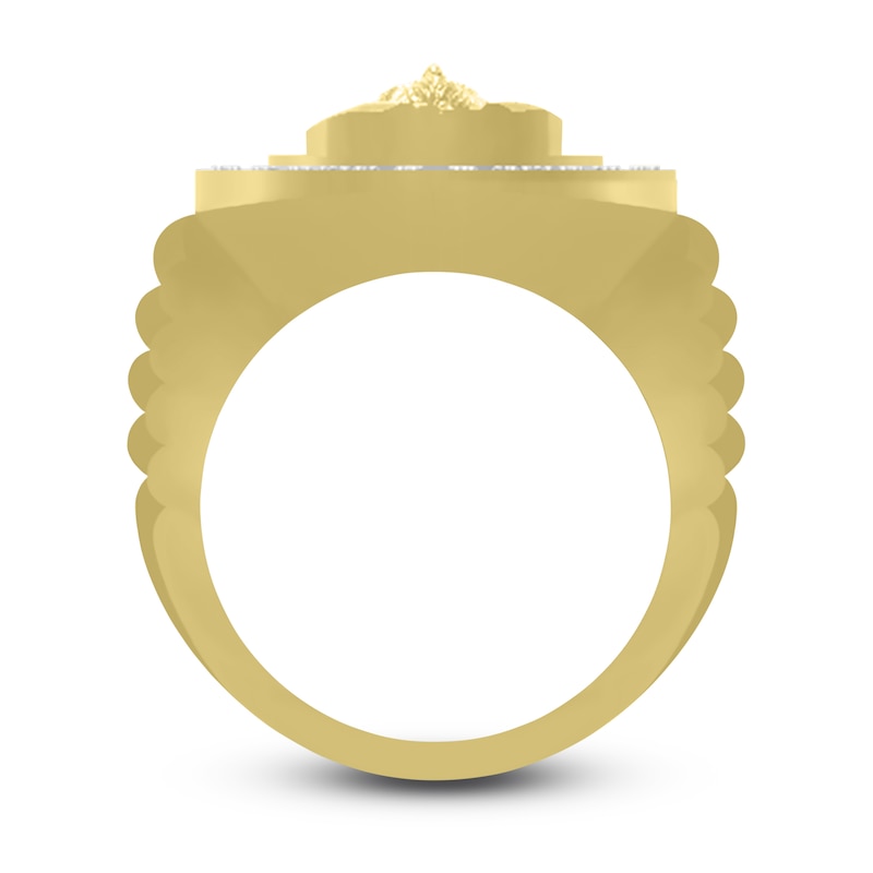 Main Image 3 of Men's Diamond Christ Ring 1/4 ct tw Round-cut 10K Yellow Gold - Size 10