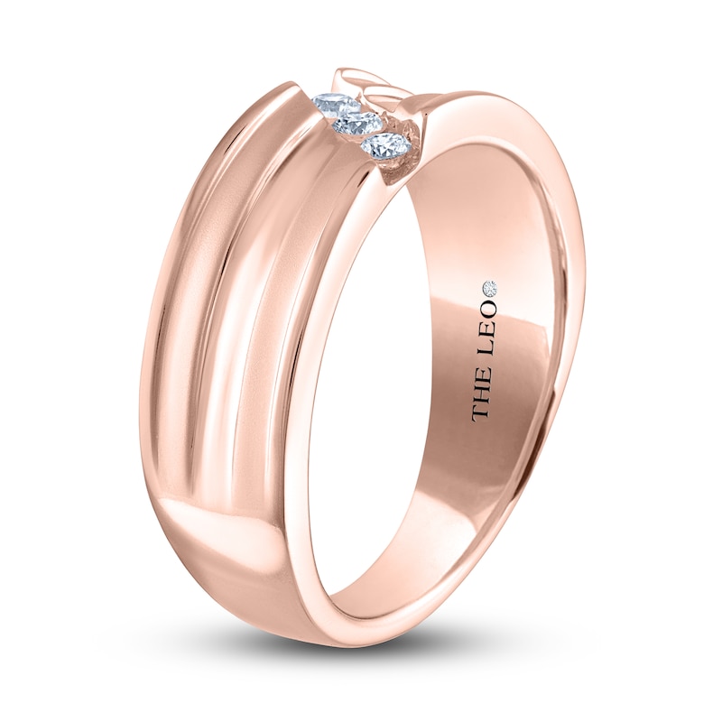 Main Image 2 of Men's THE LEO Diamond Wedding Band 1/6 ct tw Round-cut 14K Rose Gold
