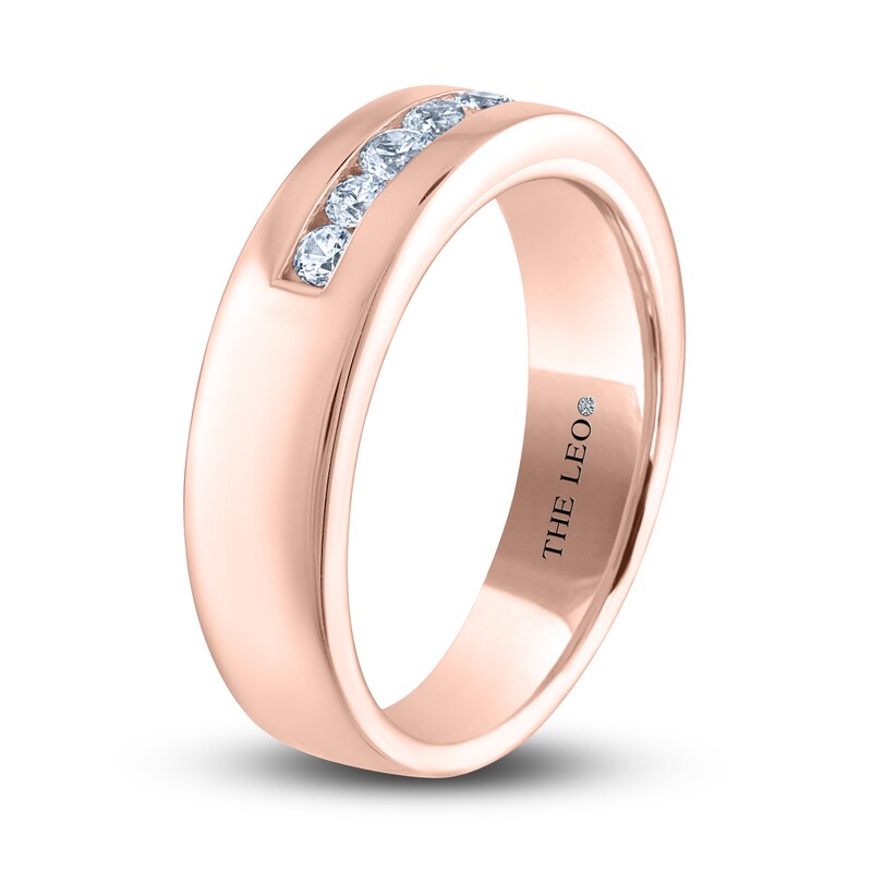 Main Image 2 of Men's THE LEO Diamond Wedding Band 3/8 ct tw Round-cut 14K Rose Gold
