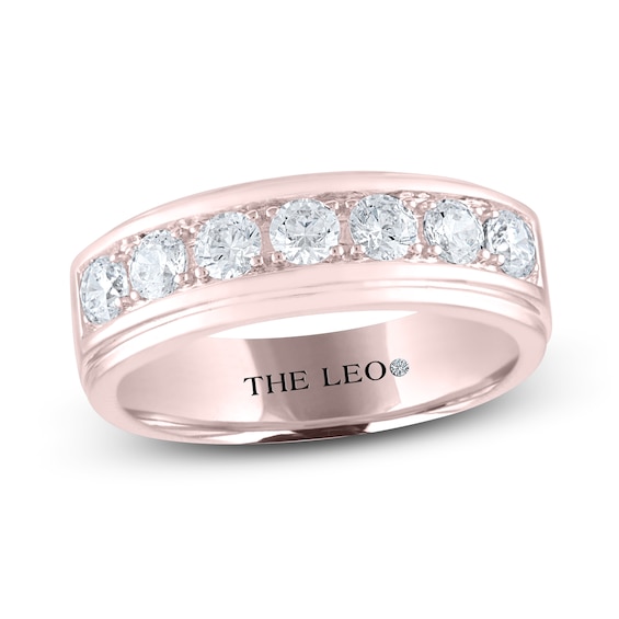 Men's THE LEO Diamond Wedding Band 1 ct tw Round-cut 14K Rose Gold