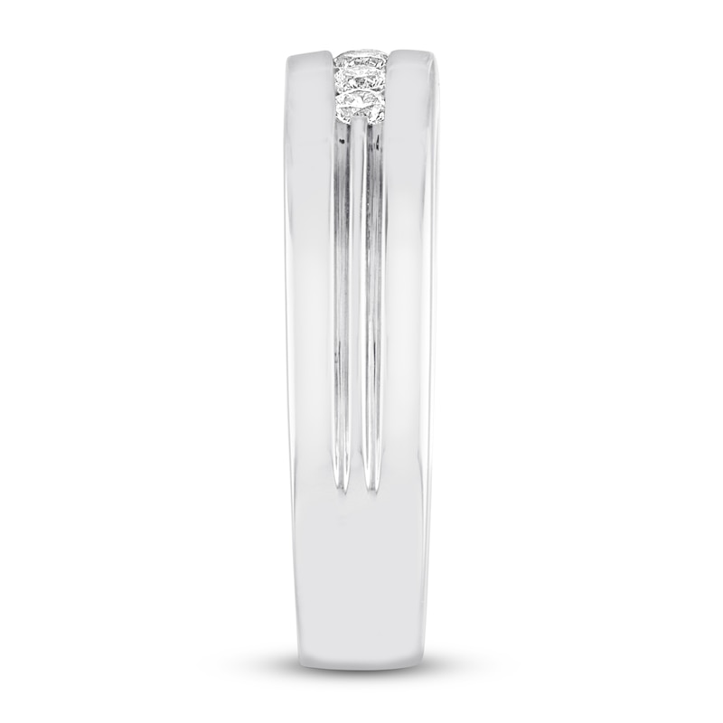 Main Image 2 of Men's THE LEO Diamond Wedding Band 1/3 ct tw Round-cut 14K White Gold