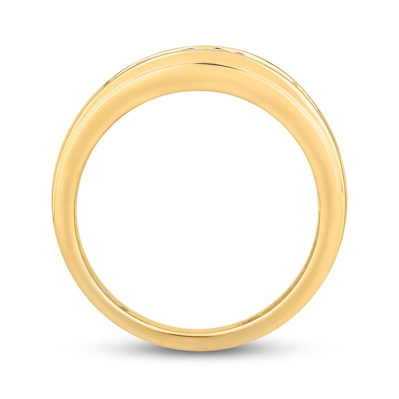 Men's Diamond Wedding Band Round/Baguette-Cut 1/3 ct tw 10K Yellow Gold