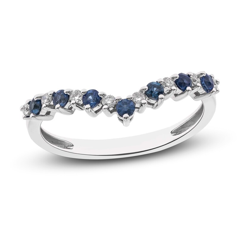 Blue Sapphire & Diamond Enhancer Ring 1/10 ct tw 14K White Gold