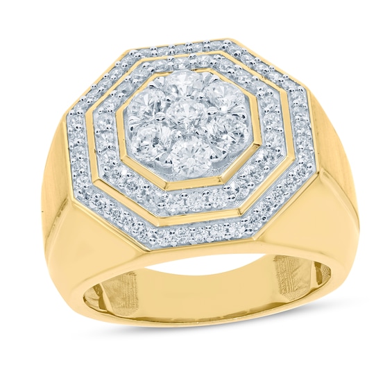 Kay Men's Diamond Hexagon Ring 2 ct tw Round-cut 10K Yellow Gold