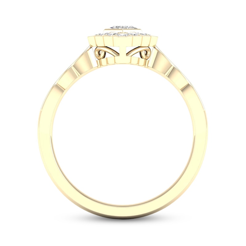 Diamond Ring 1/3 ct tw Princess & Round-Cut 10K Yellow Gold