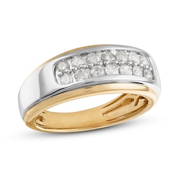 Now + Forever Men's Diamond Wedding Band 3/4 ct tw Round-cut 14K Two-Tone Gold