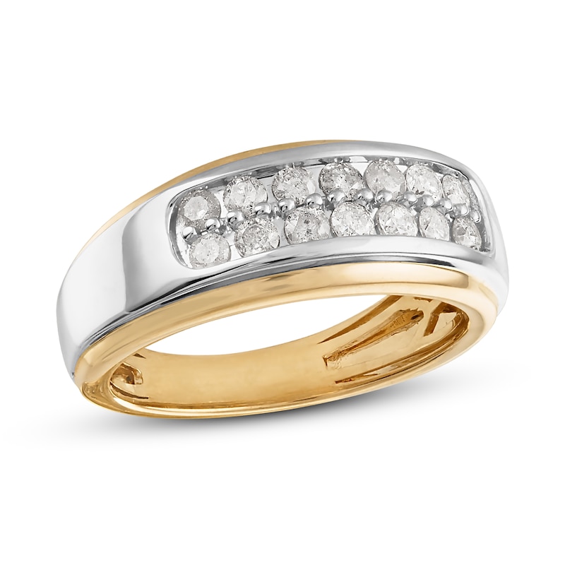 Main Image 1 of Now + Forever Men's Diamond Wedding Band 3/4 ct tw Round-cut 14K Two-Tone Gold