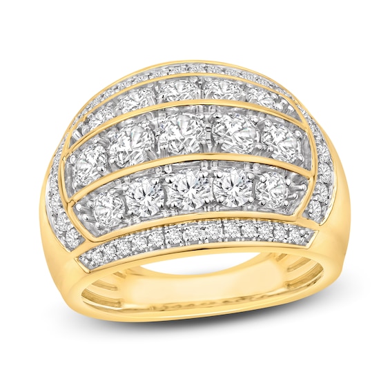 Men's Diamond Ring 3 ct tw Round-cut 10K Yellow Gold