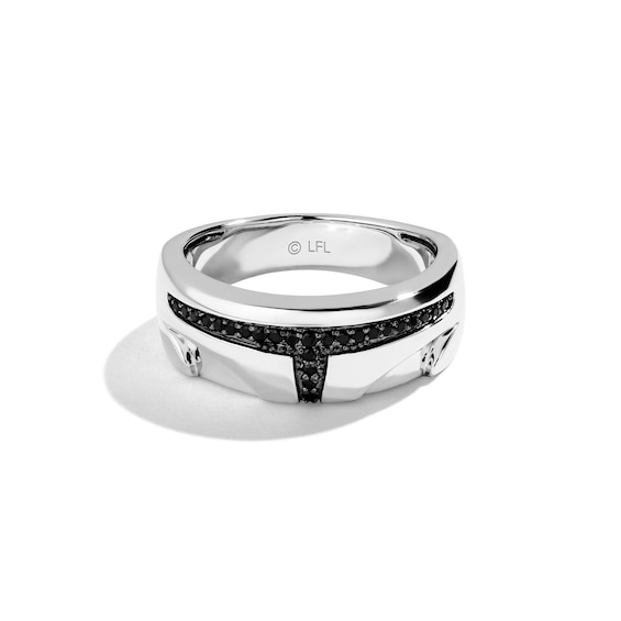 Star Wars The Mandalorian Men's Black Diamond Ring 1/5 ct tw Sterling Silver