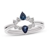 Blue Sapphire Enhancer Band 1/3 ct tw Diamonds 14K White Gold
