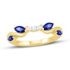 Blue & White Sapphire Contour Ring Marquise & Round-Cut 10K Yellow Gold