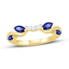 Thumbnail Image 1 of Blue & White Sapphire Contour Ring Marquise & Round-Cut 10K Yellow Gold