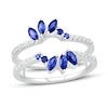 Blue & White Sapphire Enhancer Ring Marquise/Round-Cut 10K White Gold