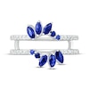 Blue & White Sapphire Enhancer Ring Marquise/Round-Cut 10K White Gold