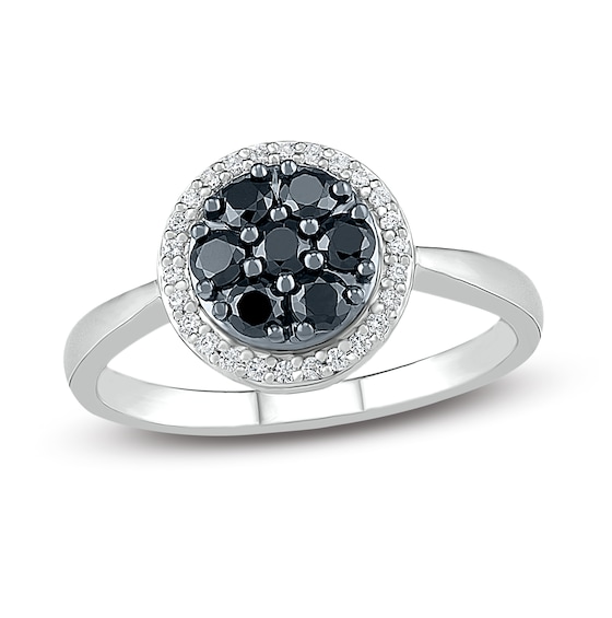 Black & White Diamond Ring 1/2 ct tw Round-Cut 10K Gold