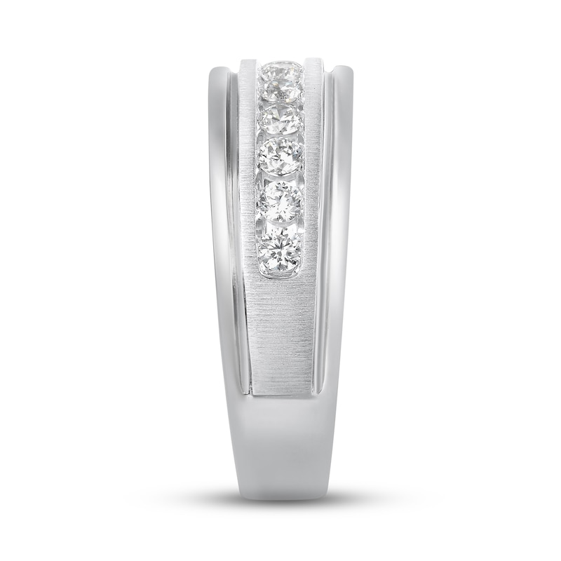 Main Image 2 of Now + Forever Men's Diamond Wedding Band 1 ct tw Round-cut 10K White Gold