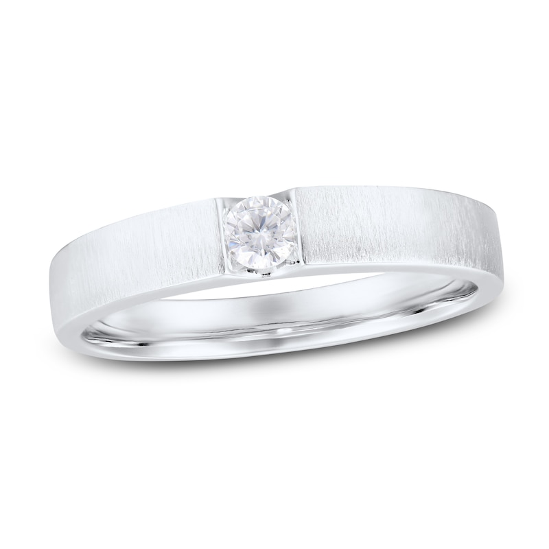 Main Image 1 of Now + Forever Men's Diamond Wedding Band 1/5 ct tw Round-cut 10K White Gold