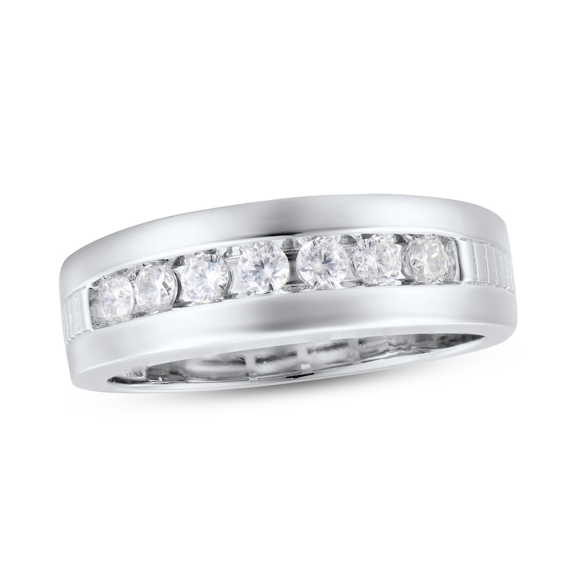 Main Image 1 of Now + Forever Men's Diamond Wedding Band 1/2 ct tw Round-cut 10K White Gold