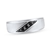 Thumbnail Image 0 of Men's Black Diamond Wedding Band 1/5 ct tw Round-cut 10K White Gold