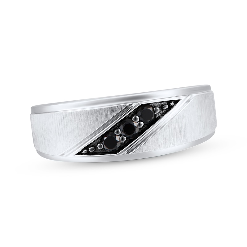 Men's Black Diamond Wedding Band 1/5 ct tw Round-cut 10K White Gold